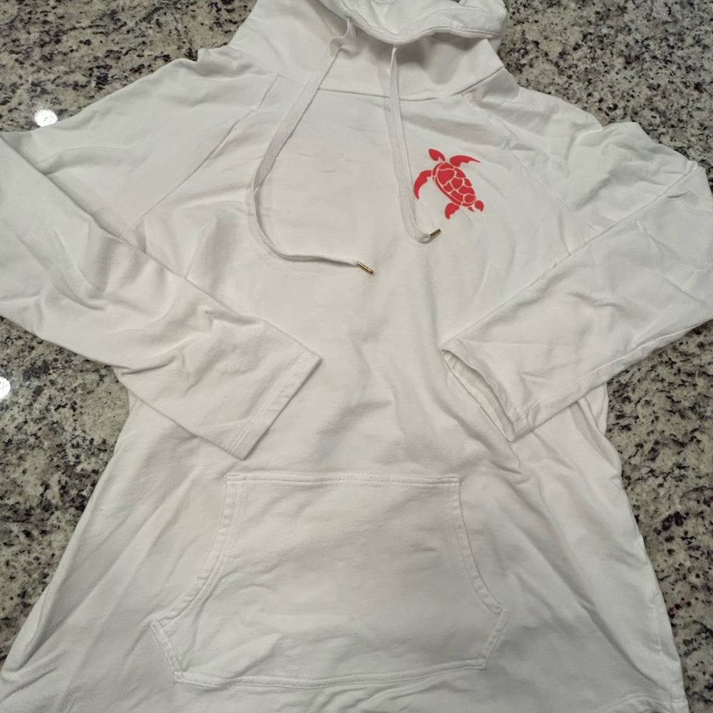 Crown & Ivy Women’s White‎ Hoodie with Red Turtle Design M